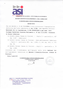 Rende Noto Decreto n. 1 del 5aprile 2019